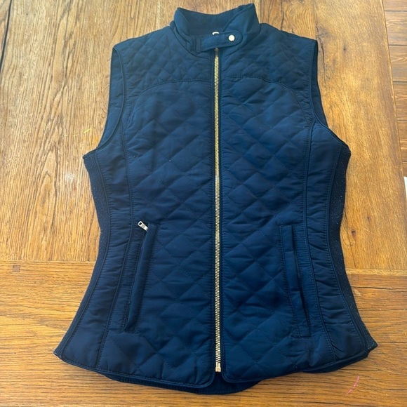 Zara Puffer Vest Women's Size XS Navy Blue Quilted Equestrian Pockets Fall - Picture 2 of 8